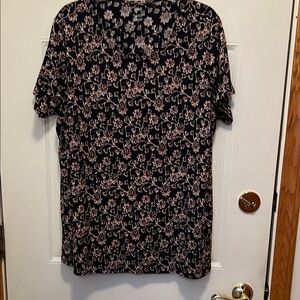 J Jill Pure Jill Navy and Tan Scoop Neck Elliptical Tee NWT. Size:  XL